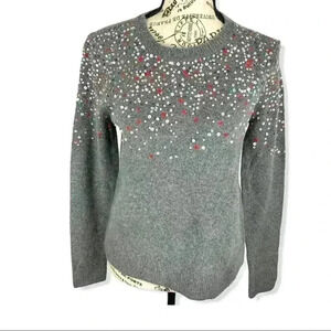 Halogen Grey Palletted Wool pullover Sweater